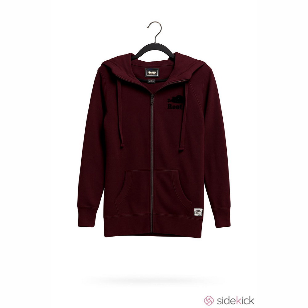 Roots Original Beaver Burgundy Zip-Up Hoodie